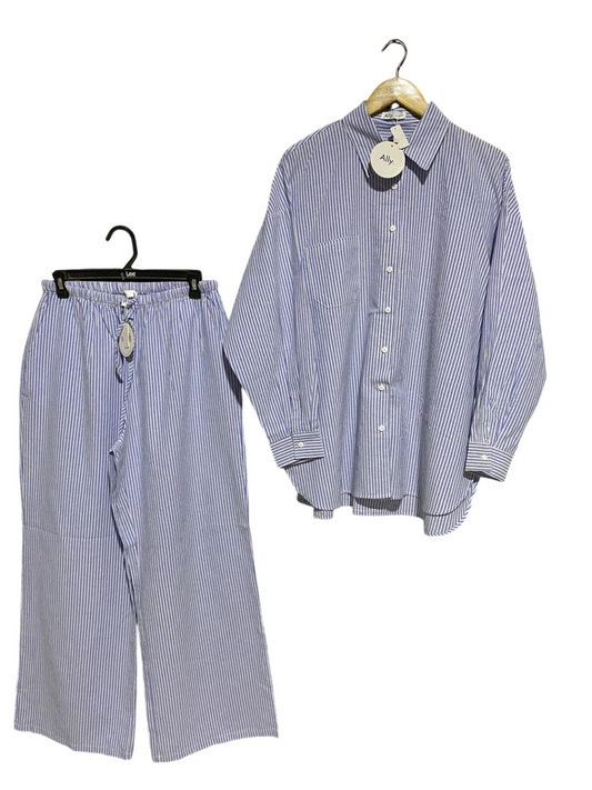 ALLY |M| B29| STRIPED BUTTON-DOWN SHIRT AND TROUSER CO-ORD SET