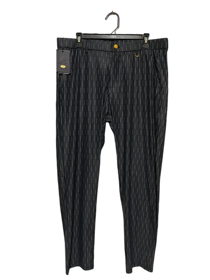 BARISHZ |XXL| WAIST 36| B29| PREMIUM BLACK AND GREY VERTICAL-STRIPE CHINO TROUSERS