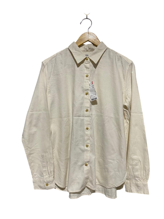 UNIQLO |S| BUST 21| B29| PREMIUM OFF-WHITE LONG-SLEEVE BUTTON-DOWN SHIRT