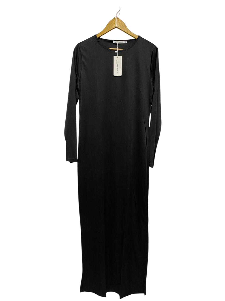 LORRAINE |L| BUST 20| B29| PREMIUM SOLID BLACK LONG-SLEEVE MAXI DRESS