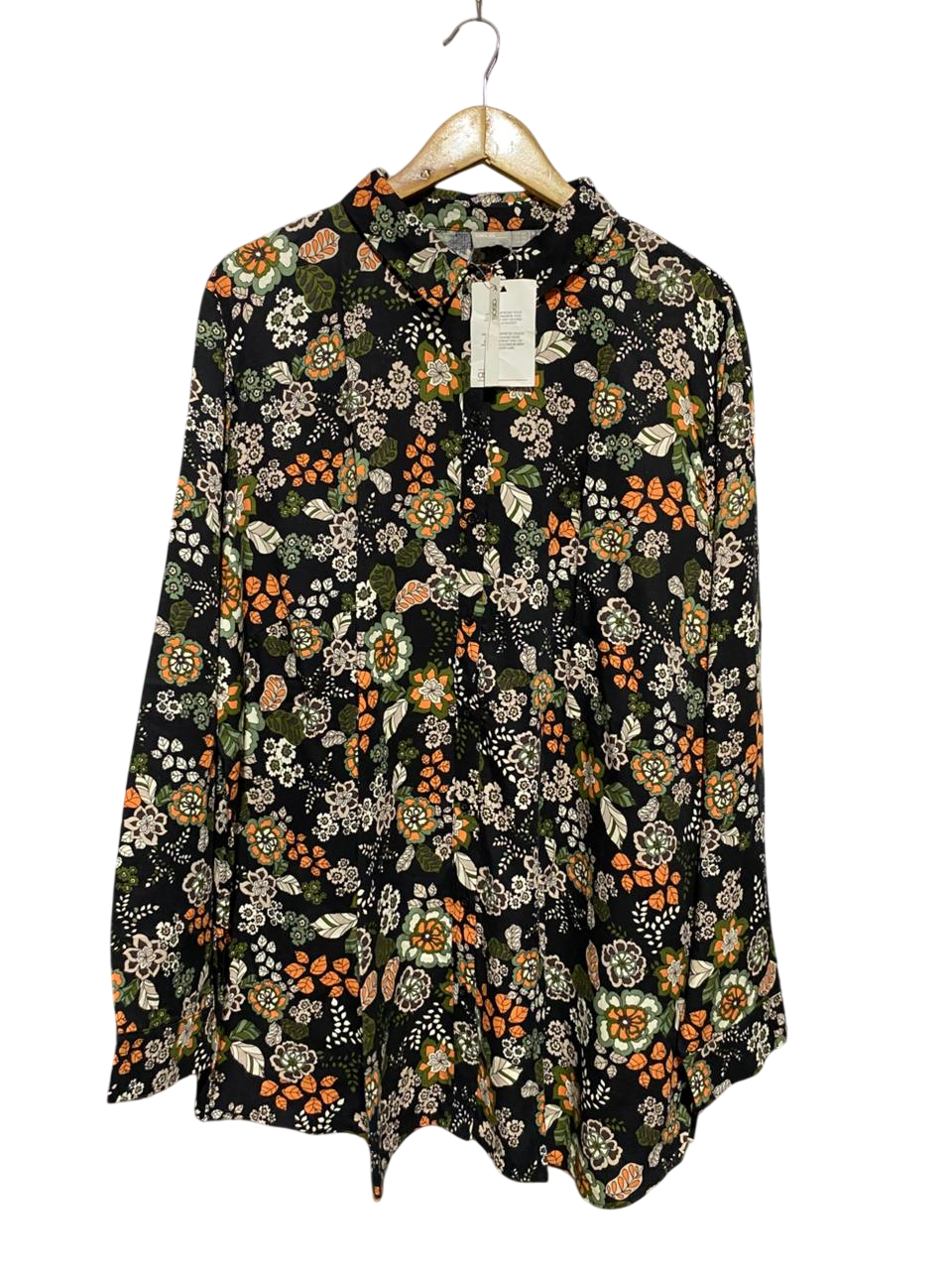 ASOS |XL| BUST 26| B29| PREMIUM BLACK MULTICOLOR FLORAL BUTTON-DOWN SHIRT