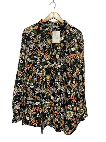 ASOS |XL| BUST 26| B29| PREMIUM BLACK MULTICOLOR FLORAL BUTTON-DOWN SHIRT