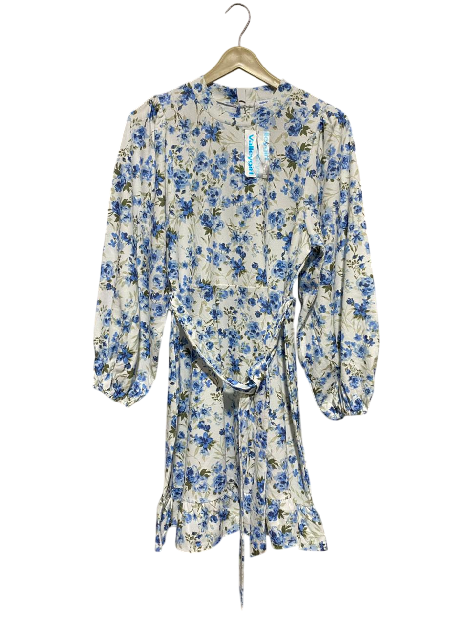 VALLEY GIRL |M| BUST 18| B29| PREMIUM BLUE FLORAL PRINT MINI DRESS WITH BELT