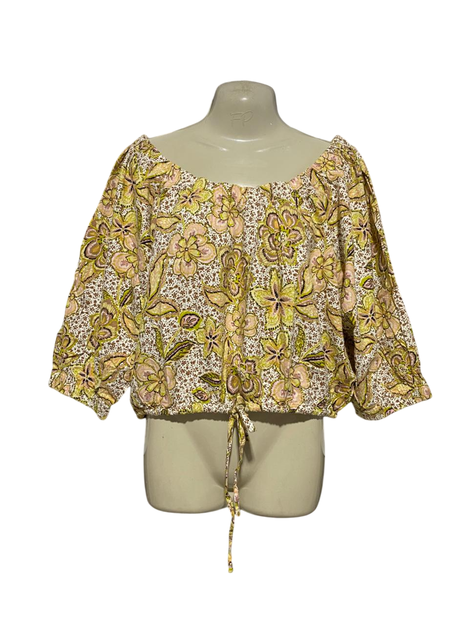 WOMAN ACTIVE |L| BUST FREE| B29| PREMIUM FLORAL PRINT OFF-SHOULDER BLOUSE WITH DRAWSTRING HEM