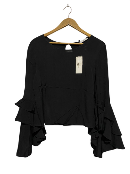 SHEIKE |M| BUST 21| B29| PREMIUM BLACK CROP BLOUSE WITH MULTI-TIERED RUFFLE SLEEVES