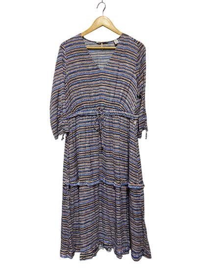 SCOTCH & SODA |L| BUST 19| B29| ABSTRACT STRIPED DRAWSTRING TIERED MAXI DRESS