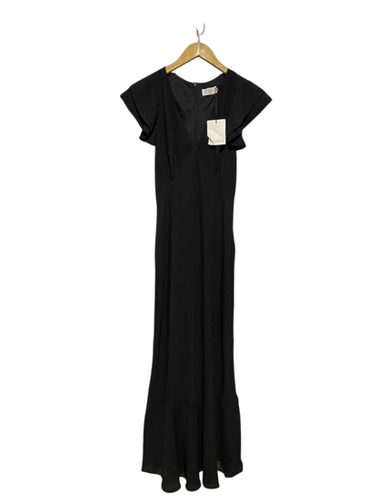 TUSSAH |S| BUST 15| B29| CLASSIC BLACK RUFFLE SLEEVE MAXI DRESS