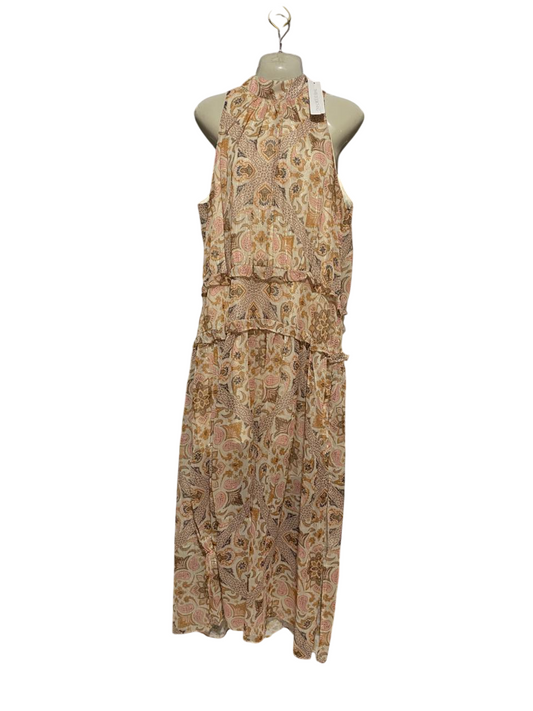THREE OF SOME THING |XL| BUST 22| B29| PREMIUM METALLIC THREAD PAISLEY HALTER NECK MAXI DRESS