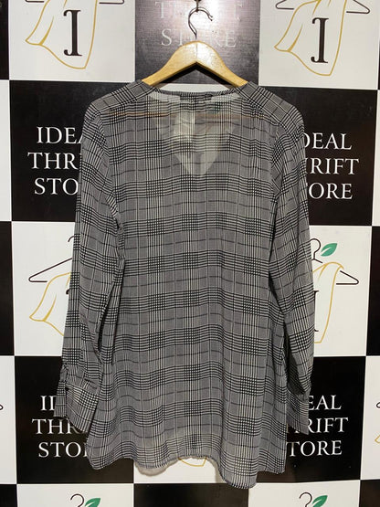 NEXT |XL| BUST 21| B29| BLACK & WHITE GLEN PLAID LONG SLEEVE BLOUSE