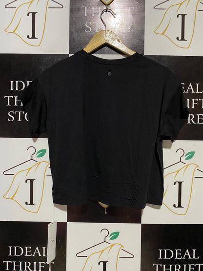 CRZ YOGA |L| BUST 21| B29| PREMIUM BLACK BOXY CROP TEE