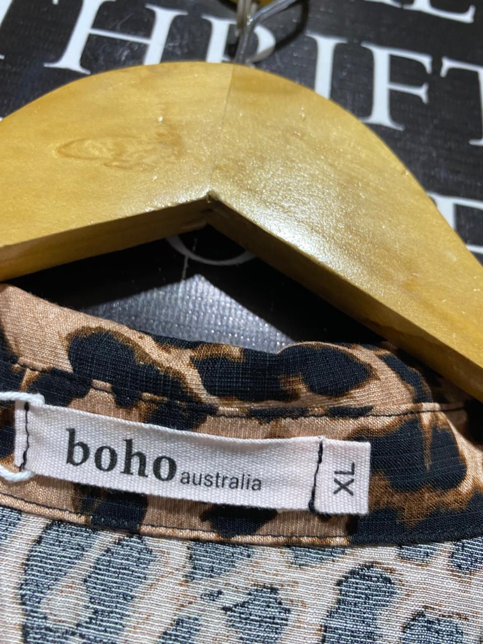 BOHO |XL|BUST FREE| B29| LEOPARD PRINT BUTTON-DOWN MIDI SHIRT DRESS WITH BELT