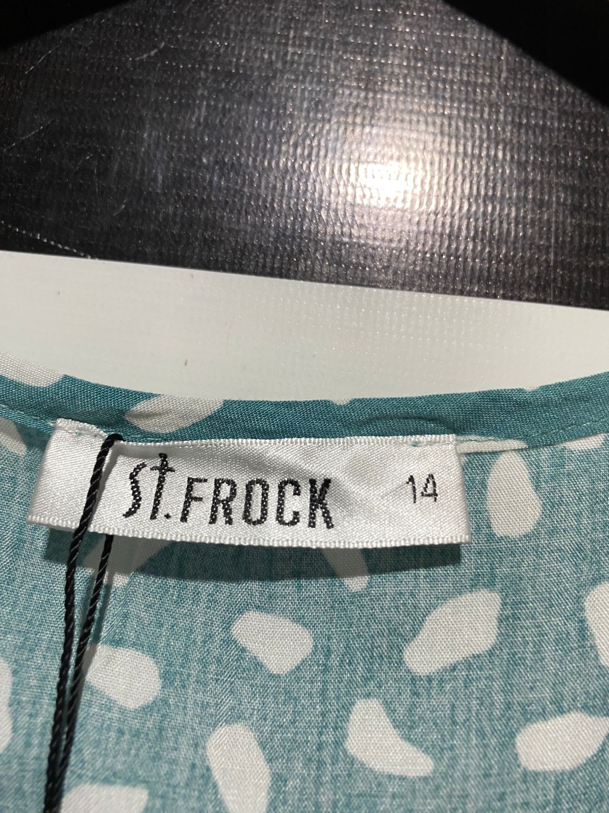 ST FROCK |XL|BUST 20| B29| TEAL BLUE POLKA DOT SHORT SLEEVE MIDI DRESS