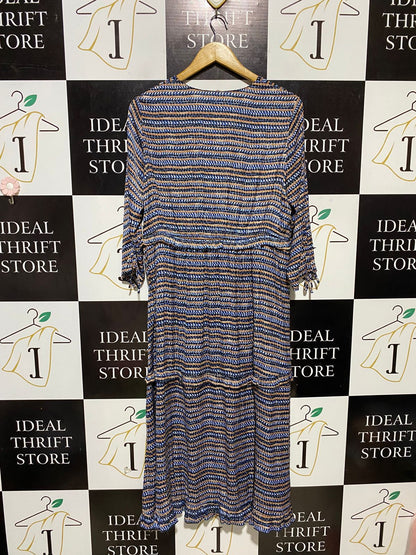 SCOTCH & SODA |L| BUST 19| B29| ABSTRACT STRIPED DRAWSTRING TIERED MAXI DRESS