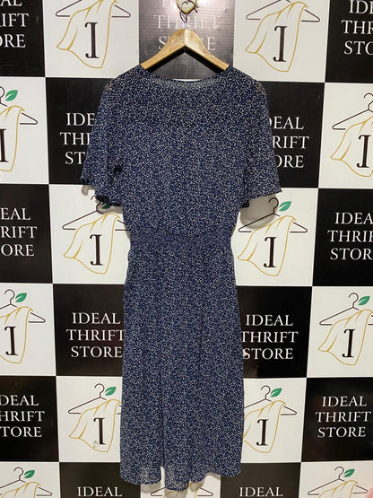 WOMAN ACTIVE |M| BUST 17| B29| NAVY BLUE SPECKLED POLKA DOT MIDI DRESS