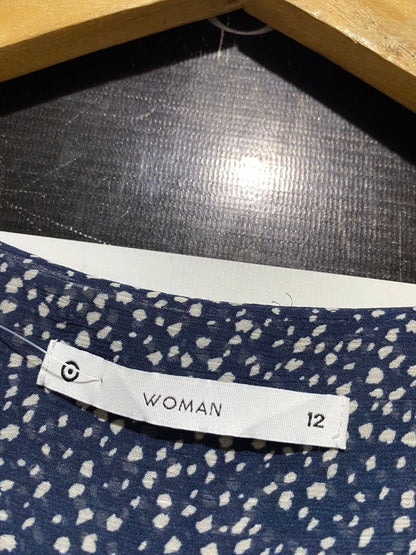 WOMAN ACTIVE |M| BUST 17| B29| NAVY BLUE SPECKLED POLKA DOT MIDI DRESS