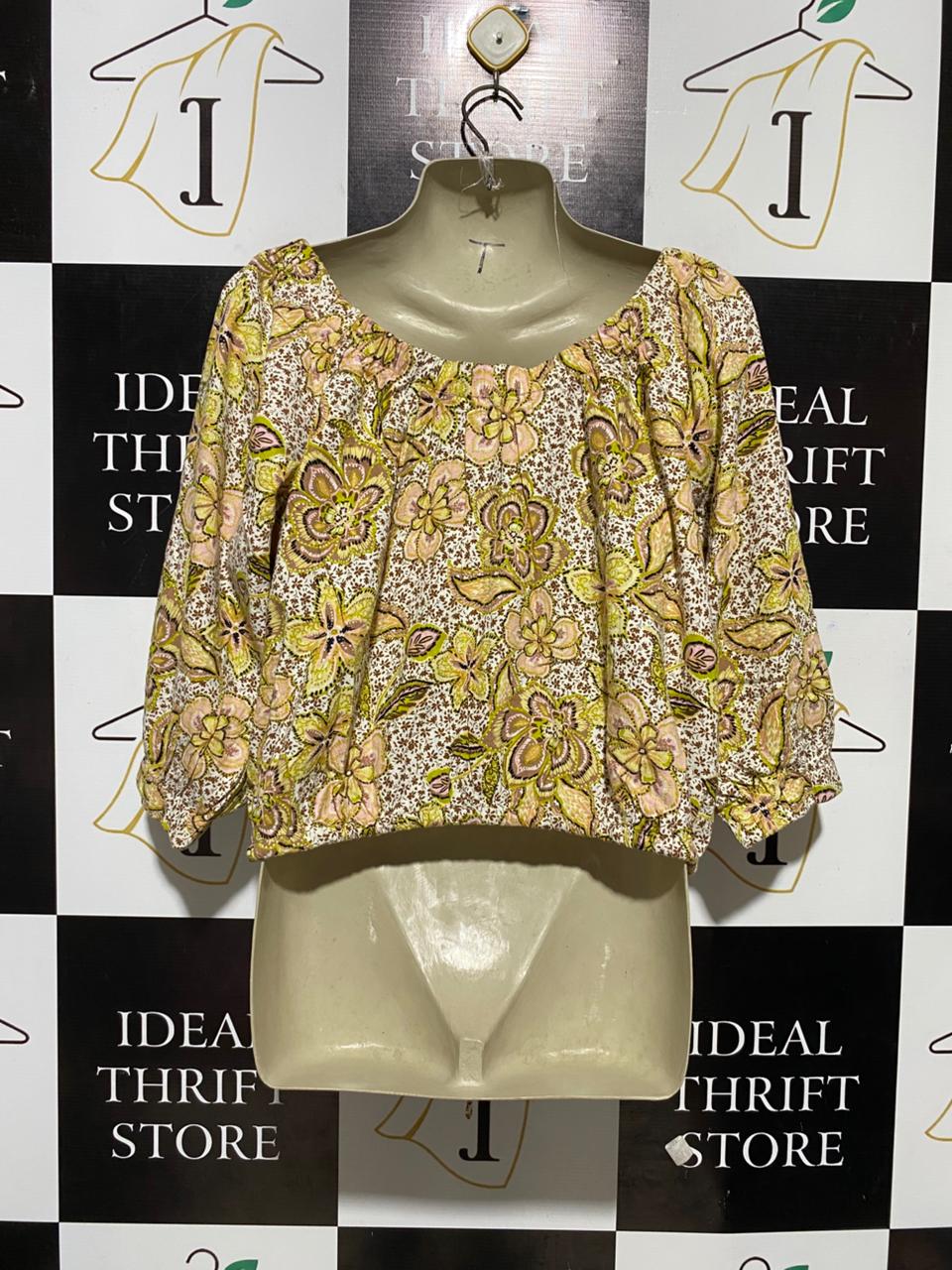 WOMAN ACTIVE |L| BUST FREE| B29| PREMIUM FLORAL PRINT OFF-SHOULDER BLOUSE WITH DRAWSTRING HEM