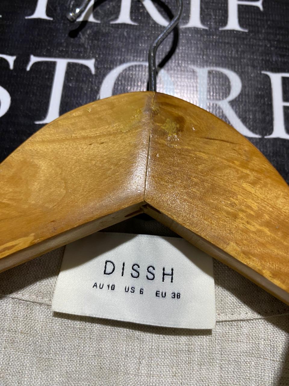 DISSH |XL| BUST 24| B29| OATMEAL LINEN PIN-TUCK BUTTON-DOWN BLOUSE