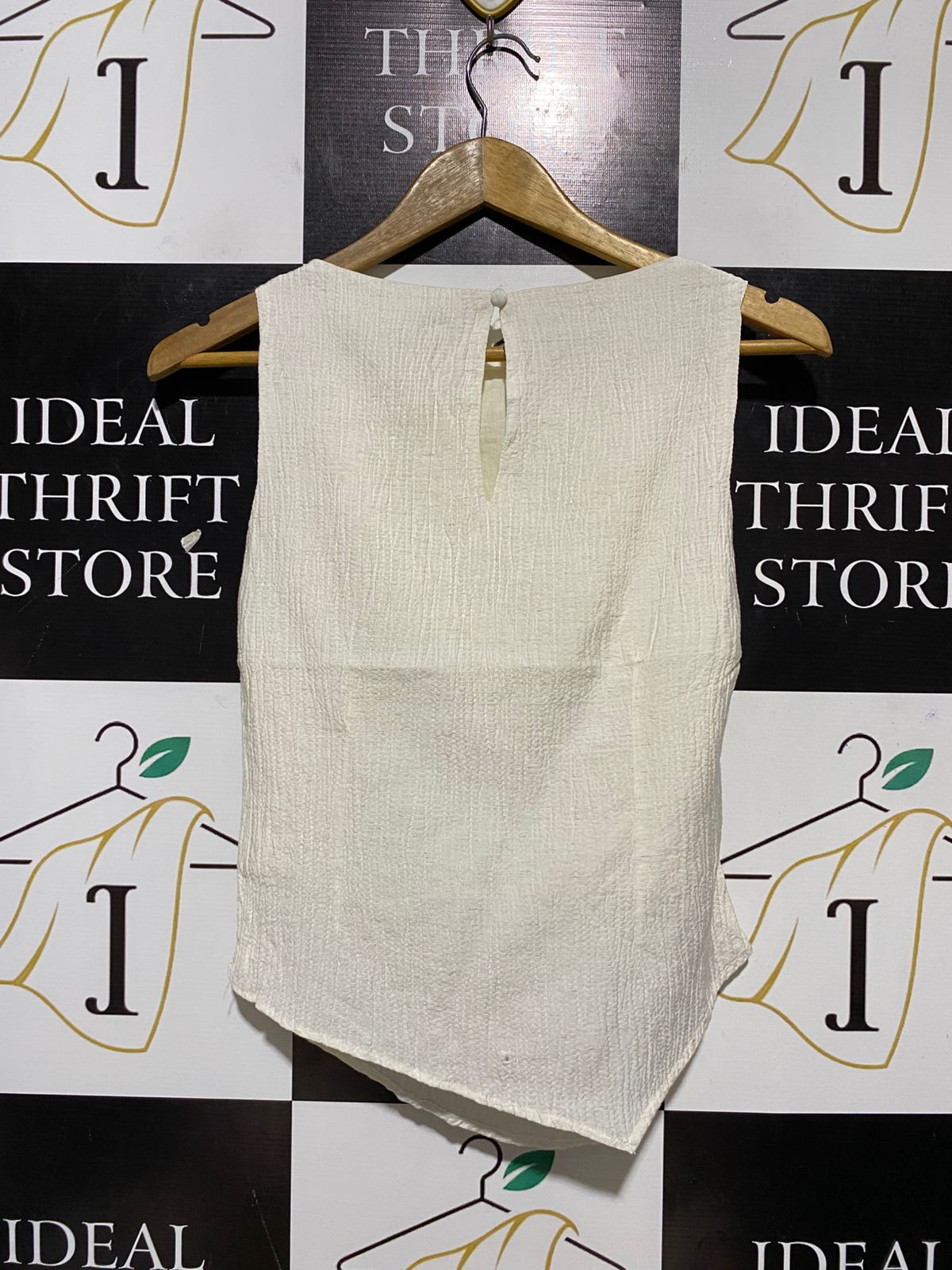 BY ZAH |S| BUST 16| B29| IVORY TEXTURED ASYMMETRICAL SLEEVELESS TOP
