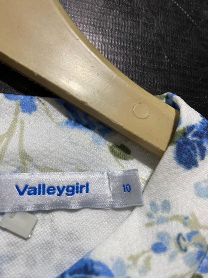 VALLEY GIRL |M| BUST 18| B29| PREMIUM BLUE FLORAL PRINT MINI DRESS WITH BELT