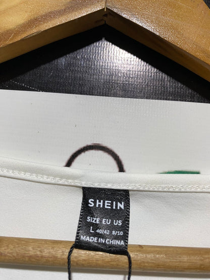 SHEIN |L| BUST 16| B29| PREMIUM OFF-WHITE SCOOP NECK RUFFLED LONG-SLEEVE TOP