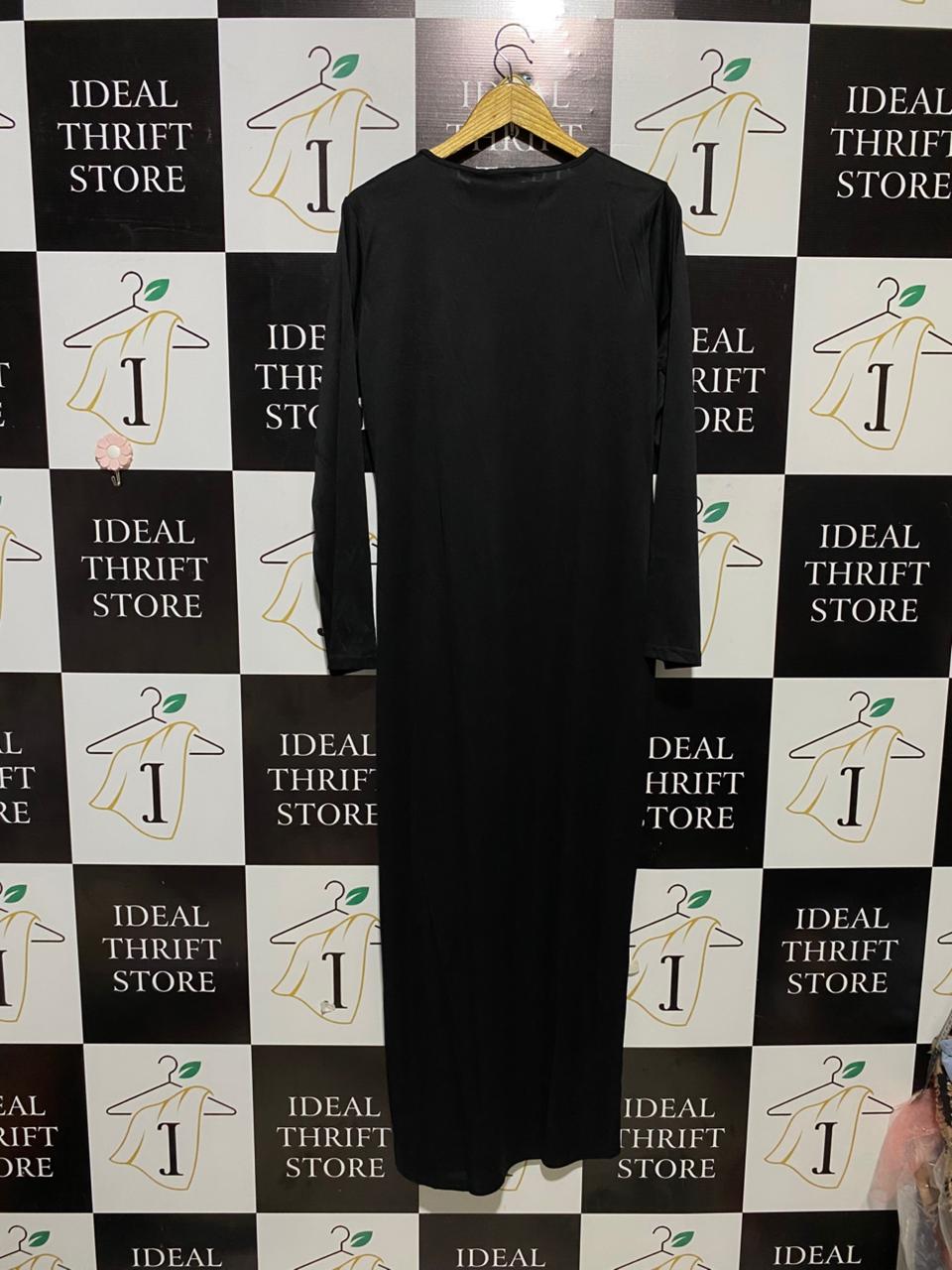 LORRAINE |L| BUST 20| B29| PREMIUM SOLID BLACK LONG-SLEEVE MAXI DRESS
