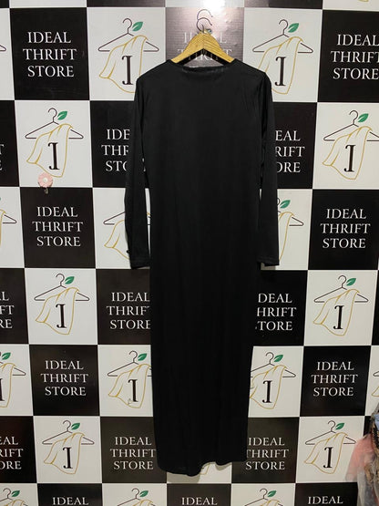 LORRAINE |L| BUST 20| B29| PREMIUM SOLID BLACK LONG-SLEEVE MAXI DRESS