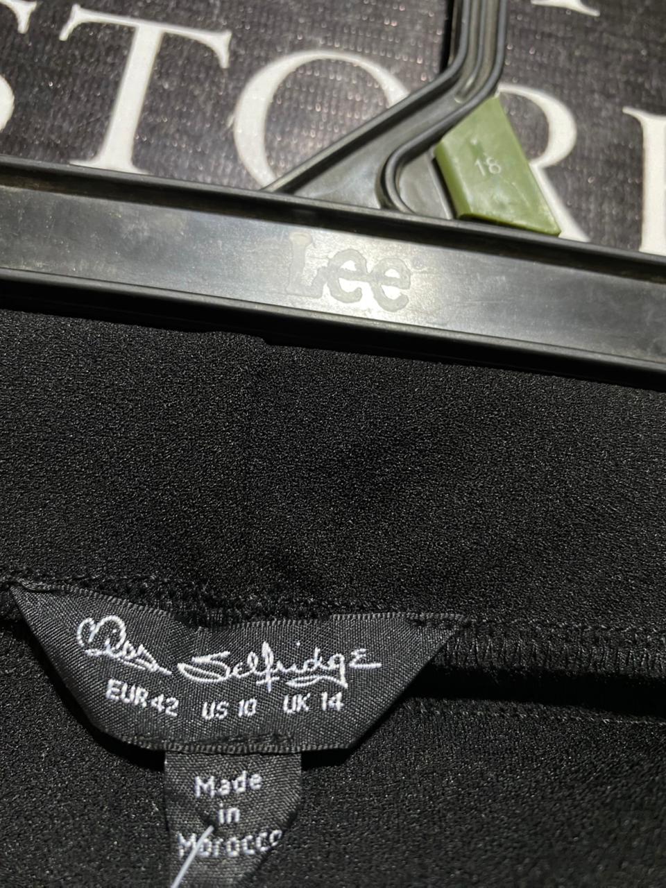 MISS SELFIDGE |L| WAIST 30| B29| PREMIUM SOLID BLACK HIGH-WAISTED FLARED TROUSERS