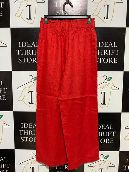 H&M |M| WAIST 28| B29| PREMIUM VIBRANT RED LINEN WIDE-LEG TROUSERS