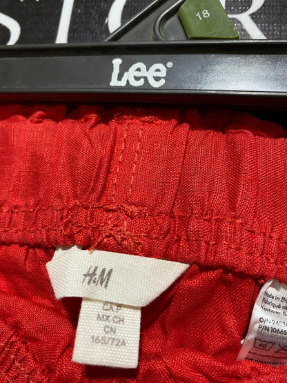 H&M |M| WAIST 28| B29| PREMIUM VIBRANT RED LINEN WIDE-LEG TROUSERS