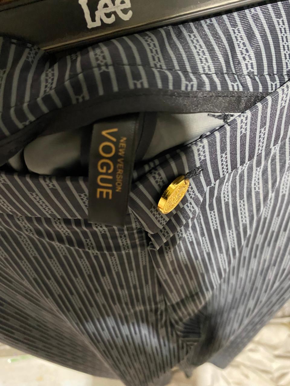 BARISHZ |XXL| WAIST 36| B29| PREMIUM BLACK AND GREY VERTICAL-STRIPE CHINO TROUSERS