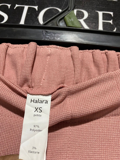 HALARA |XS| WAIST 25| B29| PREMIUM MAUVE PINK HIGH-WAISTED PLEATED WIDE-LEG TROUSERS