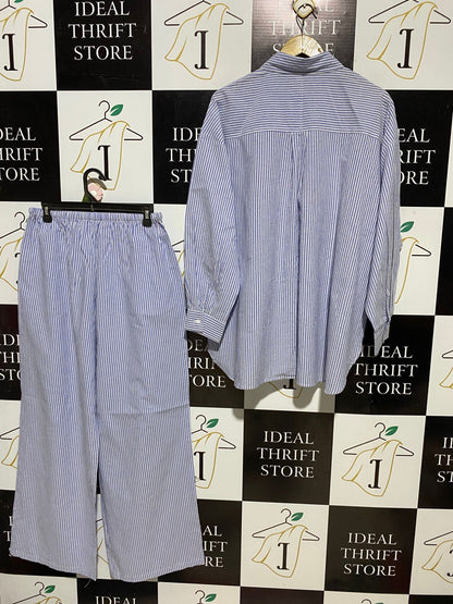 ALLY |M| B29| STRIPED BUTTON-DOWN SHIRT AND TROUSER CO-ORD SET