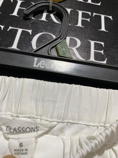 GLASSONS |S| WAIST 26| B29| OFF-WHITE HIGH-WAISTED WIDE-LEG CARGO TROUSERS