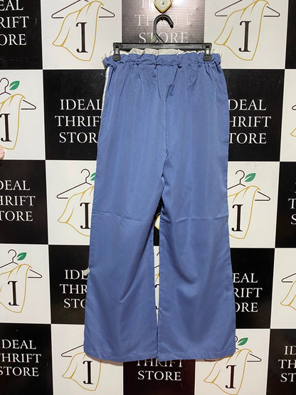 |M| WAIST 28| B29| PREMIUM SPORTY BLUE WIDE-LEG TRACK PANTS WITH WHITE SIDE STRIPES