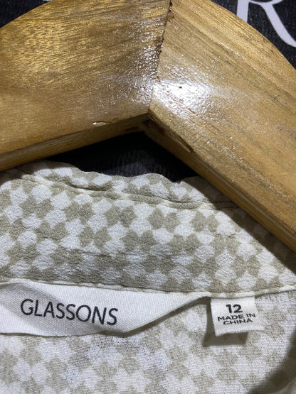 GLASSONS |L| B29| PREMIUM GEOMETRIC PRINT TWO-PIECE CO-ORD SET - SHIRT & WIDE-LEG TROUSERS