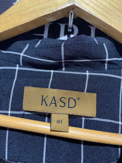 KASD |M| B29| PREMIUM BLACK AND WHITE WINDOWPANE CHECK TWO-PIECE SUIT SET - BLAZER & TAPERED TROUSERS
