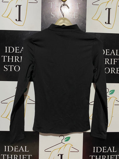 ALLY |S| BUST 15| B29| BLACK HIGH-NECK MOCK TURTLENECK LONG SLEEVE TOP