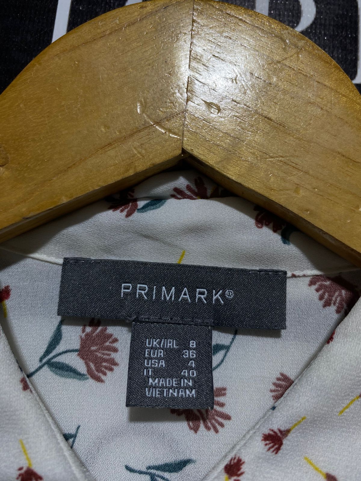 PRIMARK |M| BUST 19| B29| WHITE FLORAL BUTTON-DOWN CASUAL BLOUSE SHIRT