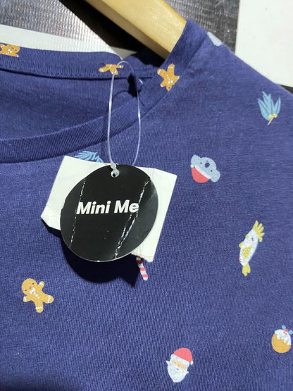 BIGW |M| BUST 16| B29| NAVY BLUE CHRISTMAS THEMED FRONT-TIE CASUAL CROP TEE