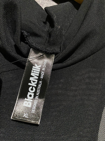 BLACK MILK |M| BUST 17| B29| BLACK MOCK-NECK COLD-SHOULDER CUTOUT BODYSUIT