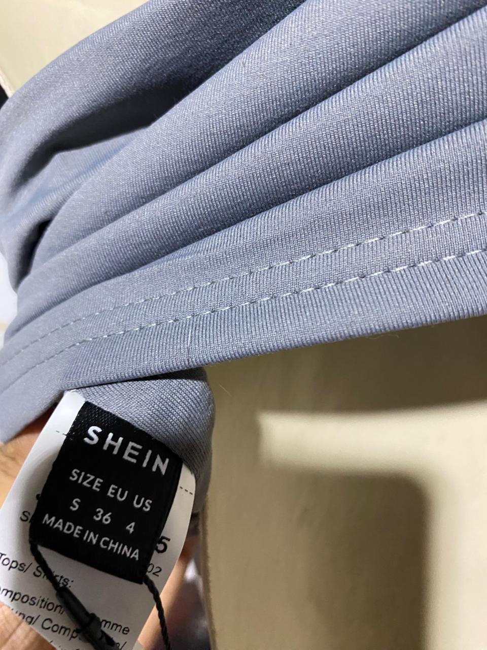 SHEIN |S| BUST 15| B29| CHARCOAL GRAY RUCHED STRAITLESS TUBE CROP TOP