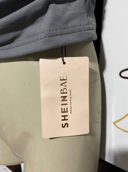 SHEIN |S| BUST 15| B29| CHARCOAL GRAY RUCHED STRAITLESS TUBE CROP TOP