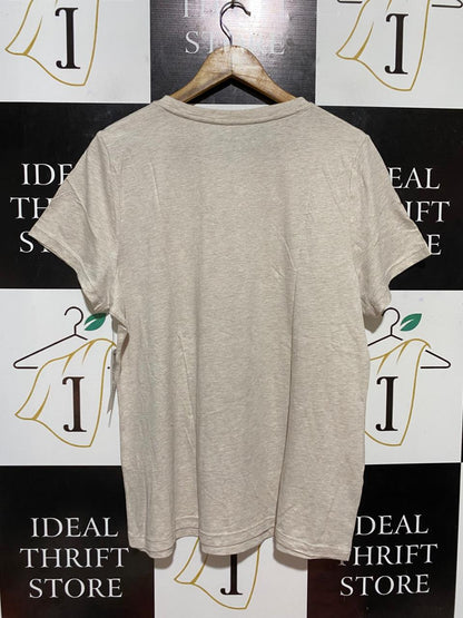 DKNY JEANS |XL| BUST 21| B29| WOMEN EMBROIDERED LOGO T-SHIRT BEIGE