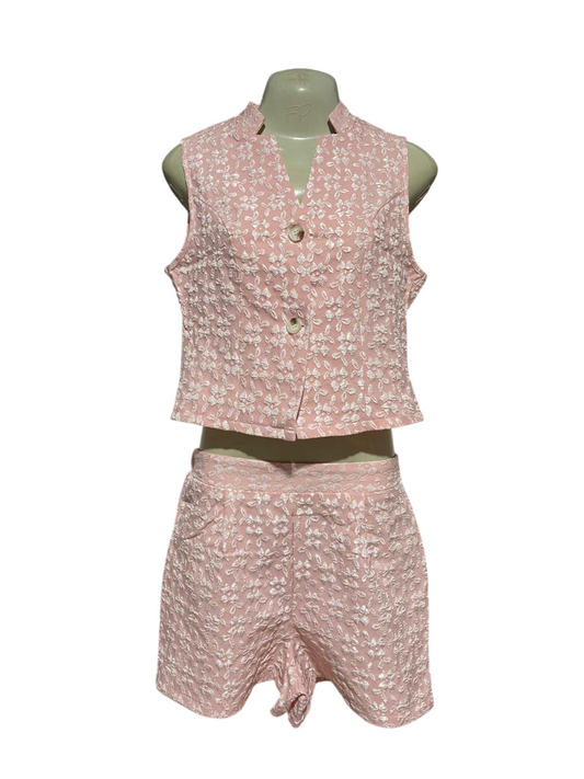 SHEIN |S| BUST 17| B30| WOMEN'S EMBROIDERED TWO-PIECE VEST AND SHORTS LOUNGE SET