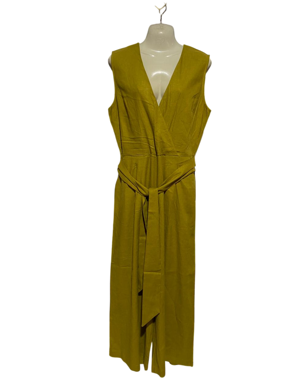 PRINCESS HIGHWAY |M| BUST 19| B30| WOMEN'S MUSTARD OLIVE GREEN SURPLICE WRAP JUMPSUIT WITH WAIST TIE