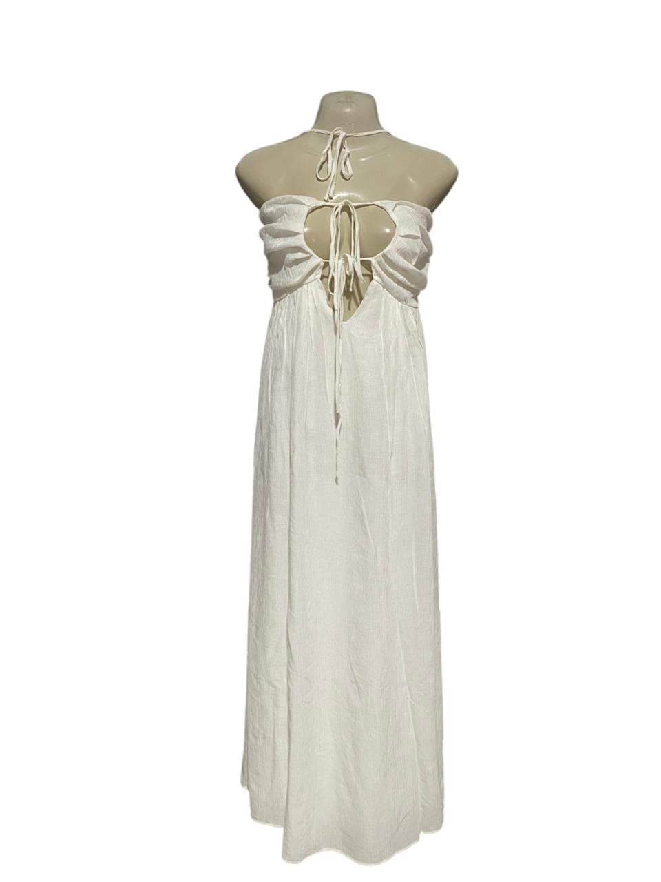 FASHION NOVA |S| BUST 15| B30| WOMEN'S WHITE HALTER NECK KEYHOLE CUTOUT MAXI DRESS