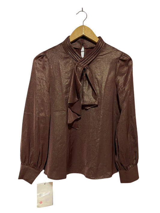 SIYAMI |M| BUST 19| B30| SHIMMER BOW NECK LONG SLEEVE PARTY BLOUSE