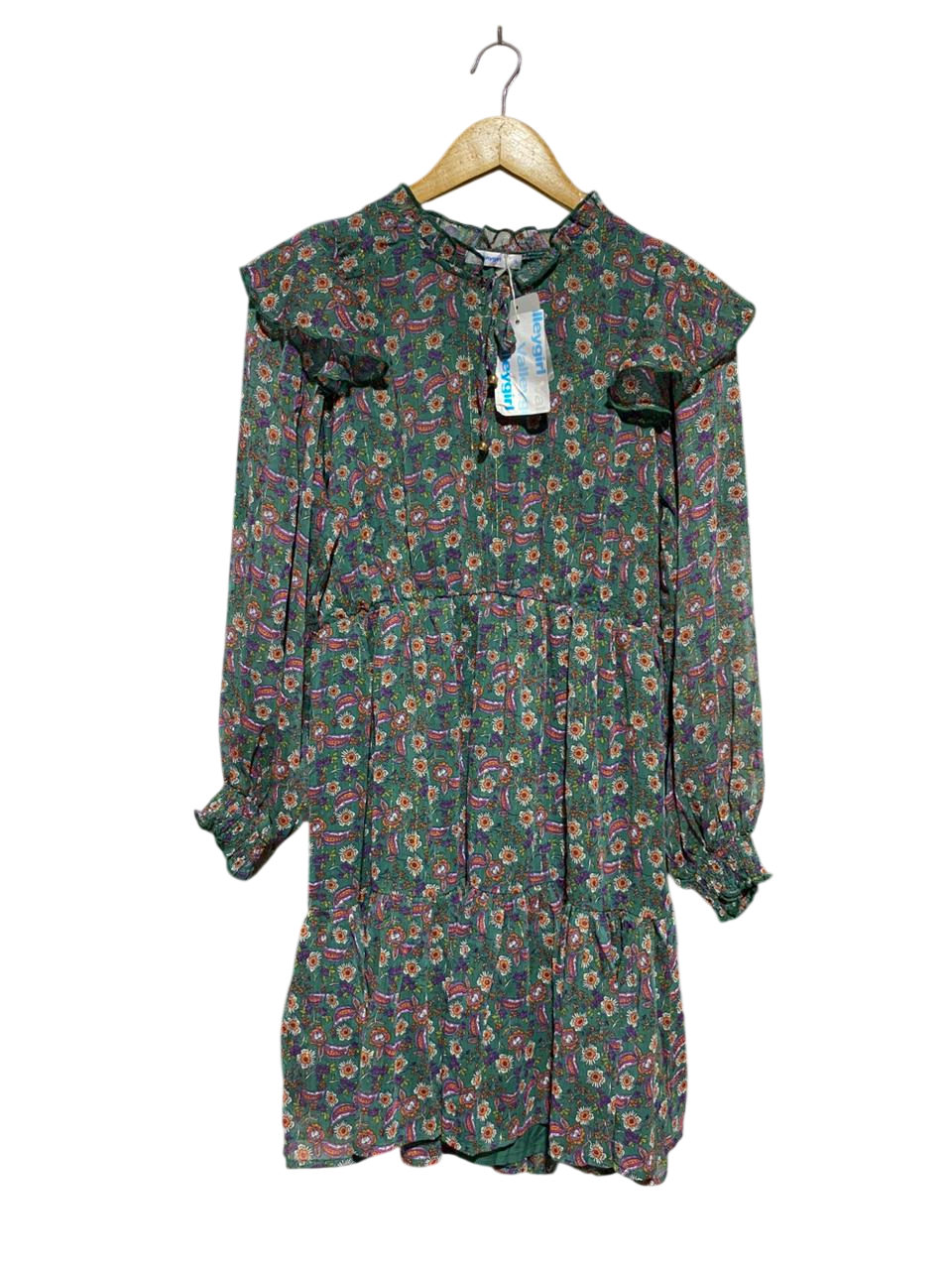 VALLEY GIRL |M| BUST 17| B30| FLORAL RUFFLE LONG SLEEVE CASUAL DRESS