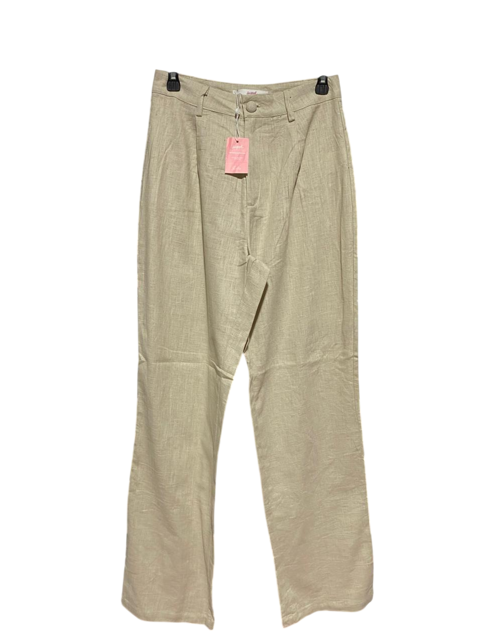 SUPRE |M| WAIST 28| B30| PREMIUM HIGH-WAISTED STRAIGHT-LEG LINEN BLEND TROUSERS IN BEIGE OATMEAL