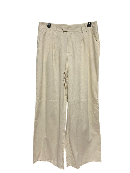 SEVEN WONDERS |L| WAIST 32| B30| ELEGANT CREAM WIDE LEG FORMAL TROUSERS FOR WOMEN